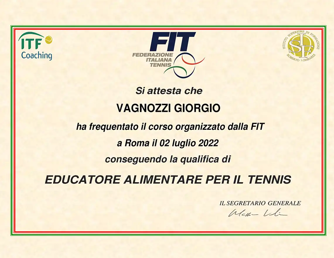 Educatore alimentare per il tennis