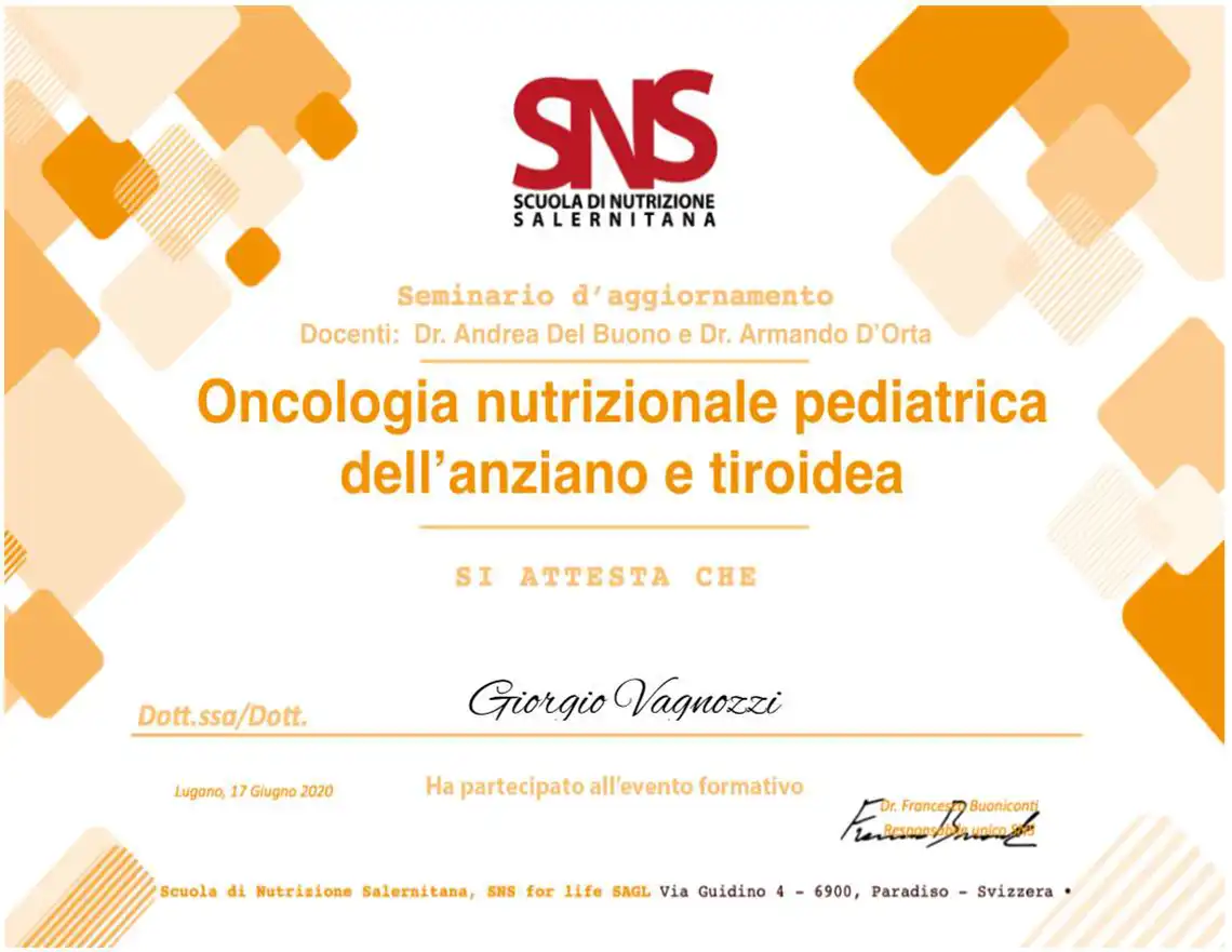 Oncologia nutrizionale pediatrica dell'anziano e tiroidea